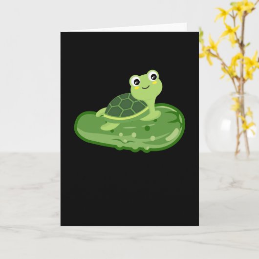Pickles Turtle Cucumber Gherkin Children Karte (Gelbe Blume)