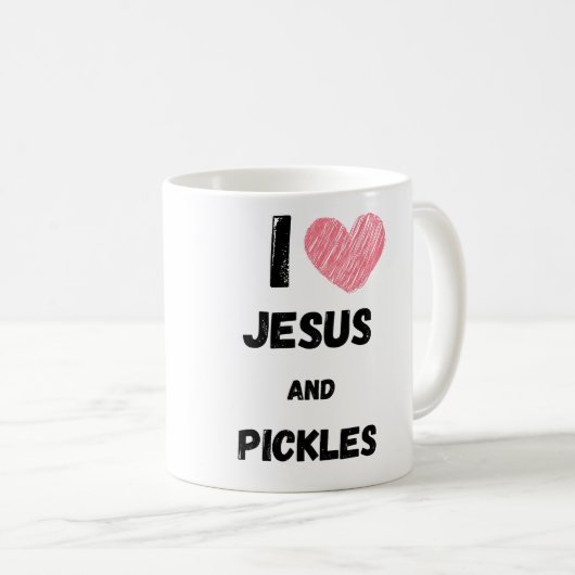 Pickles und Jesus religiös Kaffeetasse (VorderseiteRechts)