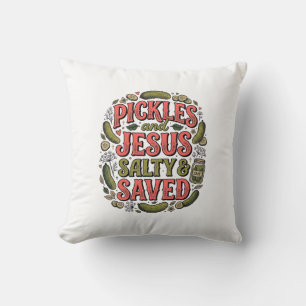 Pickles und Jesus Salty Saved Vintage-Shirt-Design Kissen