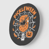 Pickleween Funny Spooky Halloween Pickleball Sport Große Wanduhr (Winkel)