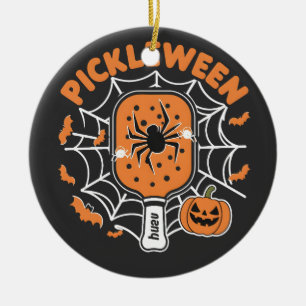 Pickleween Funny Spooky Halloween Pickleball Sport Keramik Ornament