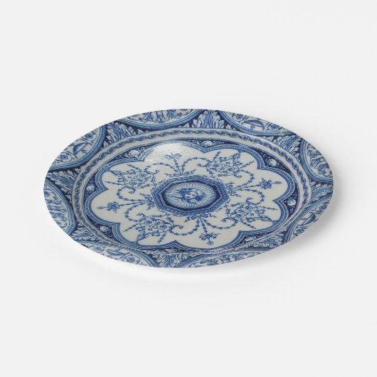 Picknick 1896 Minton blaues u. Weißbuch 7 Hollands Pappteller (Schrägansicht)