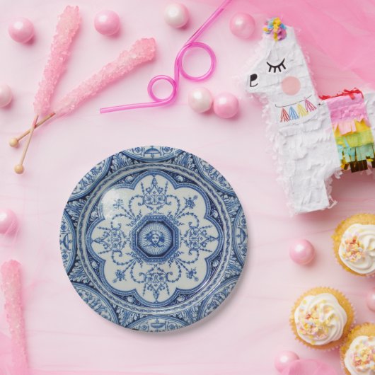 Picknick 1896 Minton blaues u. Weißbuch 7 Hollands Pappteller (Party)