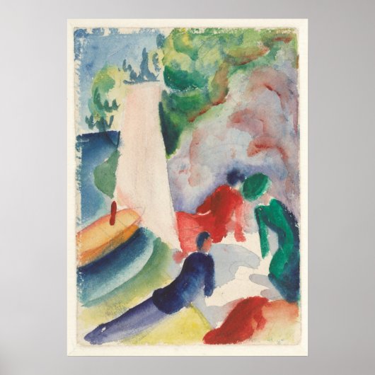 Picknick am Strand von August Macke Poster (Vorne)