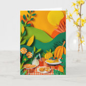 Picknick-Auslage Papierkunst Karte (Gelbe Blume)