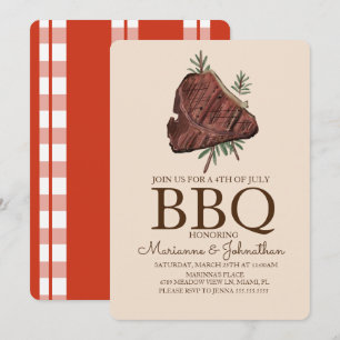 Picknick BBQ Grillfest Handgezeichnetes Steak Einladung