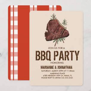 Picknick BBQ-Party Grillfest Handgezeichnetes Stea Einladung