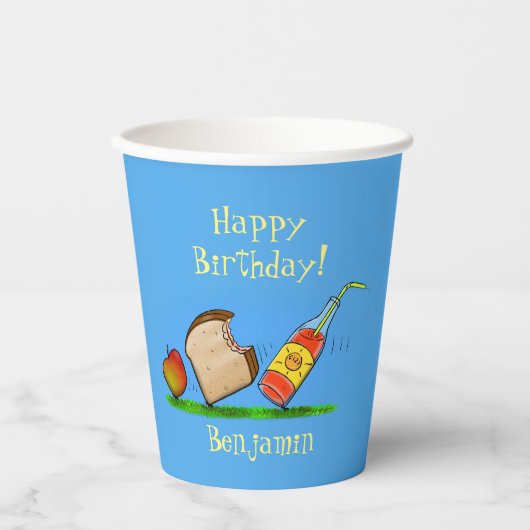Picknick-Cartoon-Illustration Pappbecher (Vorderseite)