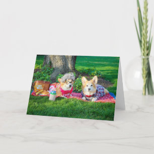 Picknick-Corgis leere Grußkarte Karte