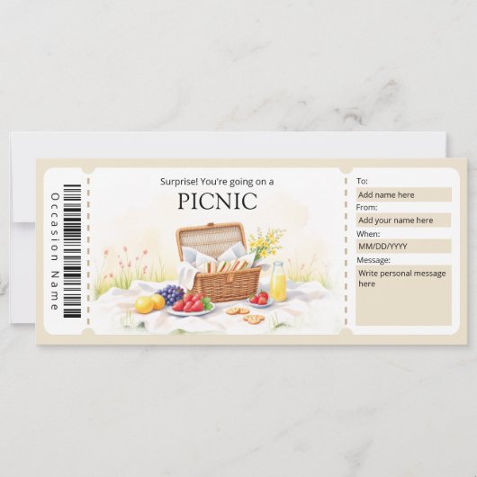 Picknick-Geschenkgutschein Einladung (Vorderseite)