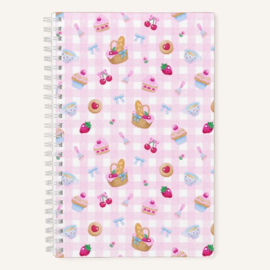 Picknick-Gingham-Rosa Notizblock (Vorderseite)
