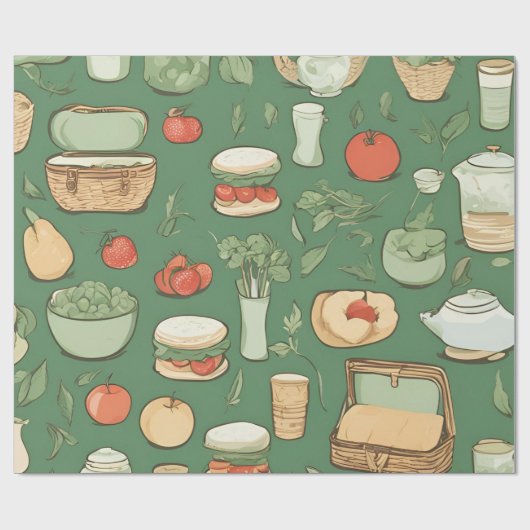 Picknick green geschenkpapier (Flach)