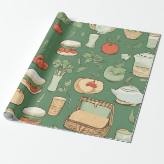Picknick green geschenkpapier