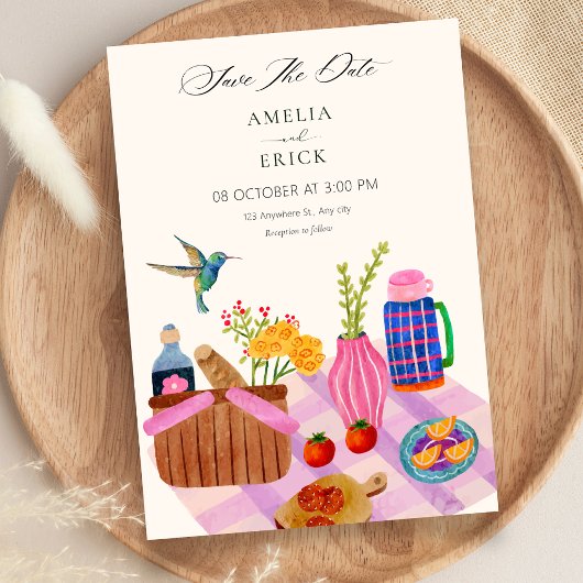 Picknick-Hochzeit Save The Date