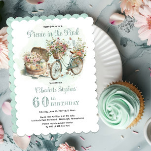 Picknick im Park Floral 60. Geburtstagsfeier Einladung