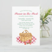 Picknick im Park niedliches Wasserfarben Basket Einladung (Stehend Vorderseite)