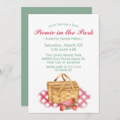 Picknick im Park niedliches Wasserfarben Basket Einladung (Vorne/Hinten)