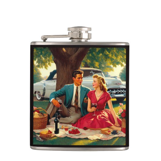 Picknick im Vintage-Stil Flachmann (Vorderseite)