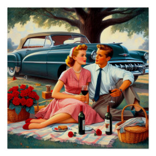 Picknick im Vintage-Stil Poster