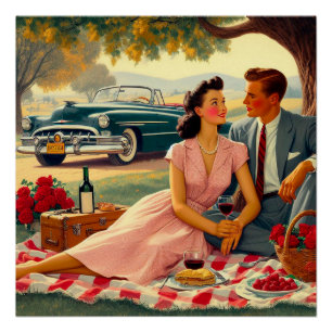 Picknick im Vintage-Stil Poster