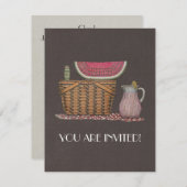 Picknick-Korb u. Wassermelone Einladung (Vorne/Hinten)