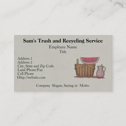 Picknick-Korb u. Wassermelone Visitenkarte (Vorderseite)