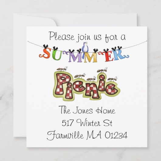 Picknick laden ein einladung (Vorderseite)