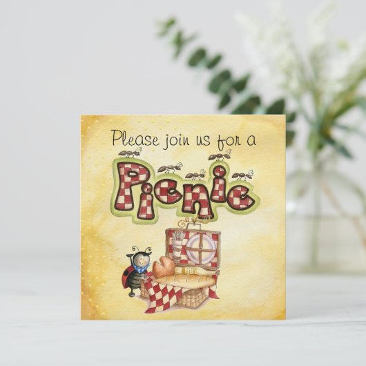 Picknick laden ein einladung (Stehend Vorderseite)