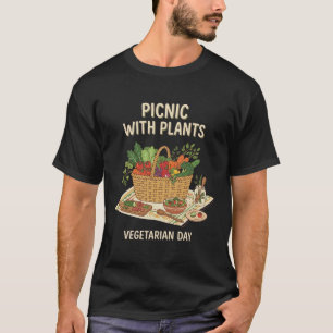 Picknick mit Pflanzen Vegetarischer Tag Gemüsekorb T-Shirt