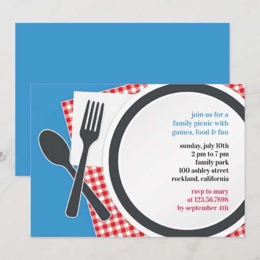 Picknick Outing Party Einladung (Vorne/Hinten)