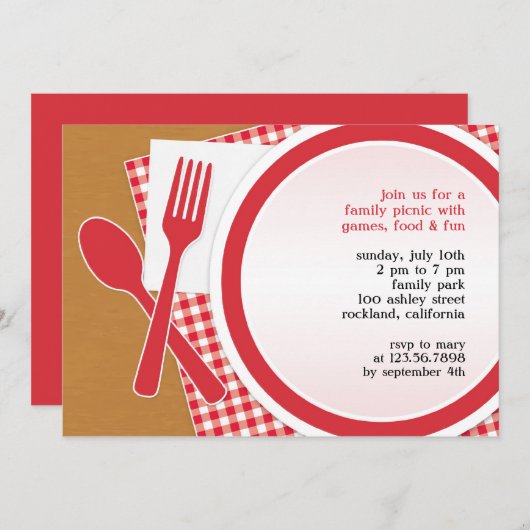 Picknick Outing Party Einladung (Vorne/Hinten)