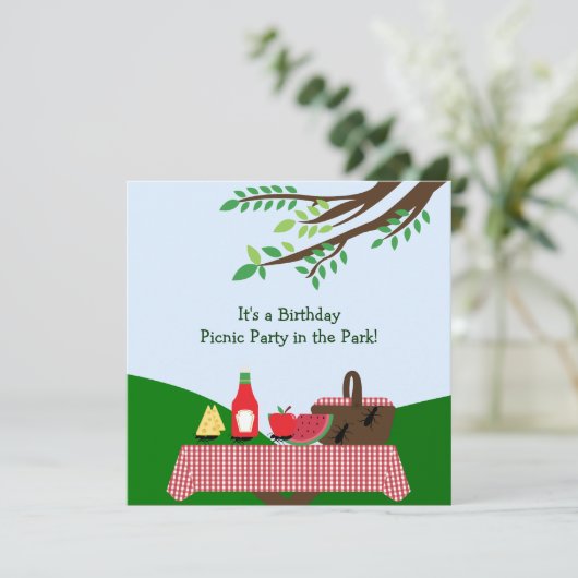 Picknick-Party: Einladung (Stehend Vorderseite)