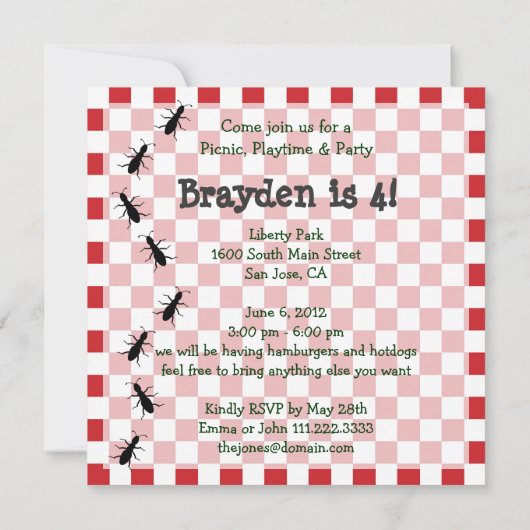 Picknick-Party: Einladung (Rückseite)