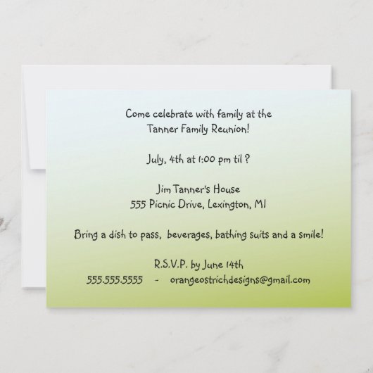 Picknick-, Party-oder Einladung (Rückseite)