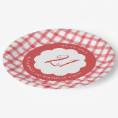 Picknick Sommer Frühling Rot Gingham Schuppen Gebu Pappteller (Schrägansicht)