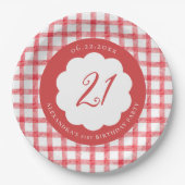 Picknick Sommer Frühling Rot Gingham Schuppen Gebu Pappteller (Vorderseite)