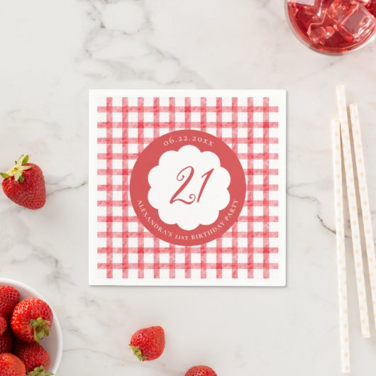 Picknick Sommer Frühling Rot Gingham Schuppen Gebu Serviette (Beispiel)