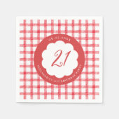 Picknick Sommer Frühling Rot Gingham Schuppen Gebu Serviette (Vorderseite)
