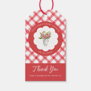 Picknick Sommer Rot Gingham Schuppen Baby-Party Geschenkanhänger