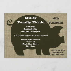 Picknick und BBQ Braunes Schwein Einladung