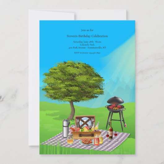 Picknick unter einem Baum Einladung (Vorderseite)