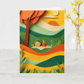 Picknick unter Herbstbaum Karte (Gelbe Blume)