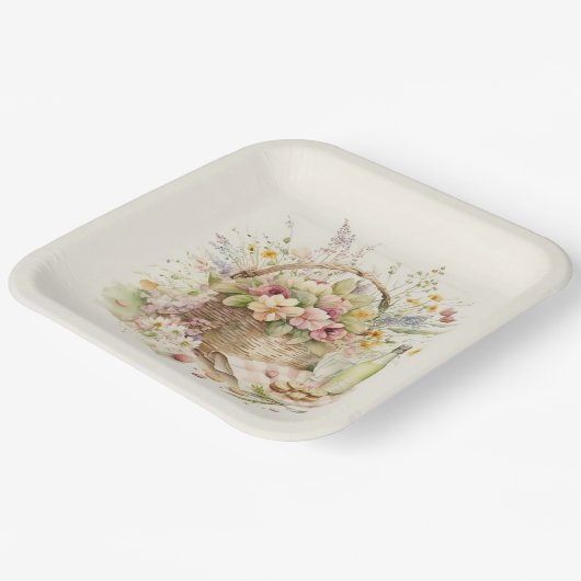 Picknickkorb mit Weinflasche Pappteller (Gewinkelt)