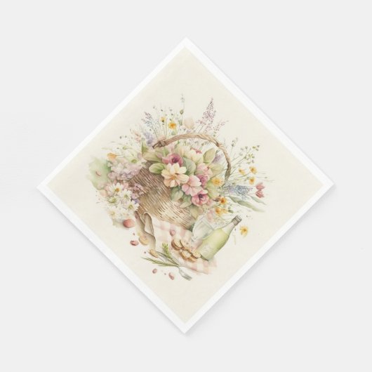 Picknickkorb mit Weinflasche Serviette (Ecke)