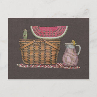 Picknickkorb & Wassermelone Postkarte