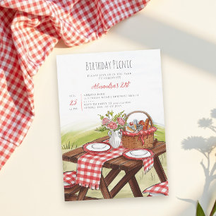 Picknicktisch-Korb Sommer Rot 21. Geburtstag Einladung
