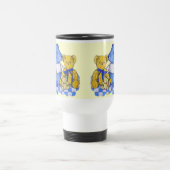 Picknicktuch aus blauem Karo mit alten Teddy-Kinde Reisebecher (Mittel)