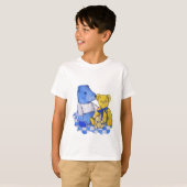 Picknicktuch und Teddies aus blauem Karo T-Shirt (Vorne ganz)