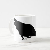 Pickreihenfolge. Schwarzer Vogel & rote Herzen. Kaffeetasse (Vorderseite Links)