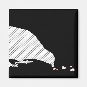 Pickreihenfolge. Schwarzer Vogel & rote Herzen. Magnet